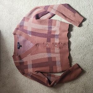 Cropped brown plaid cardigan